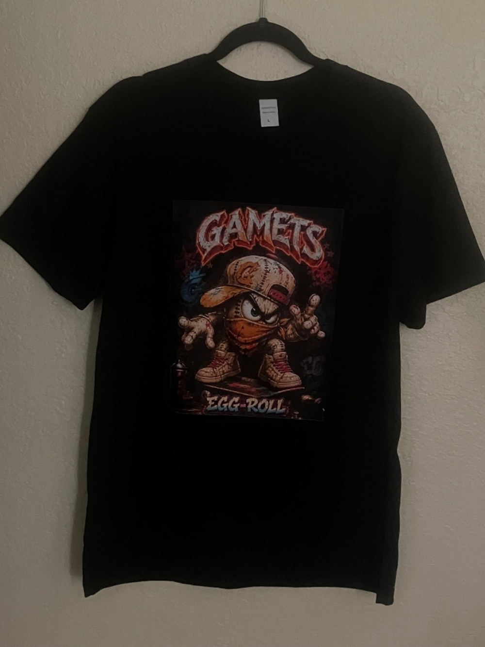 The Gamets T-Shirt Unique Graphic Design Size L Black Unisex Cotton Short Sleeve